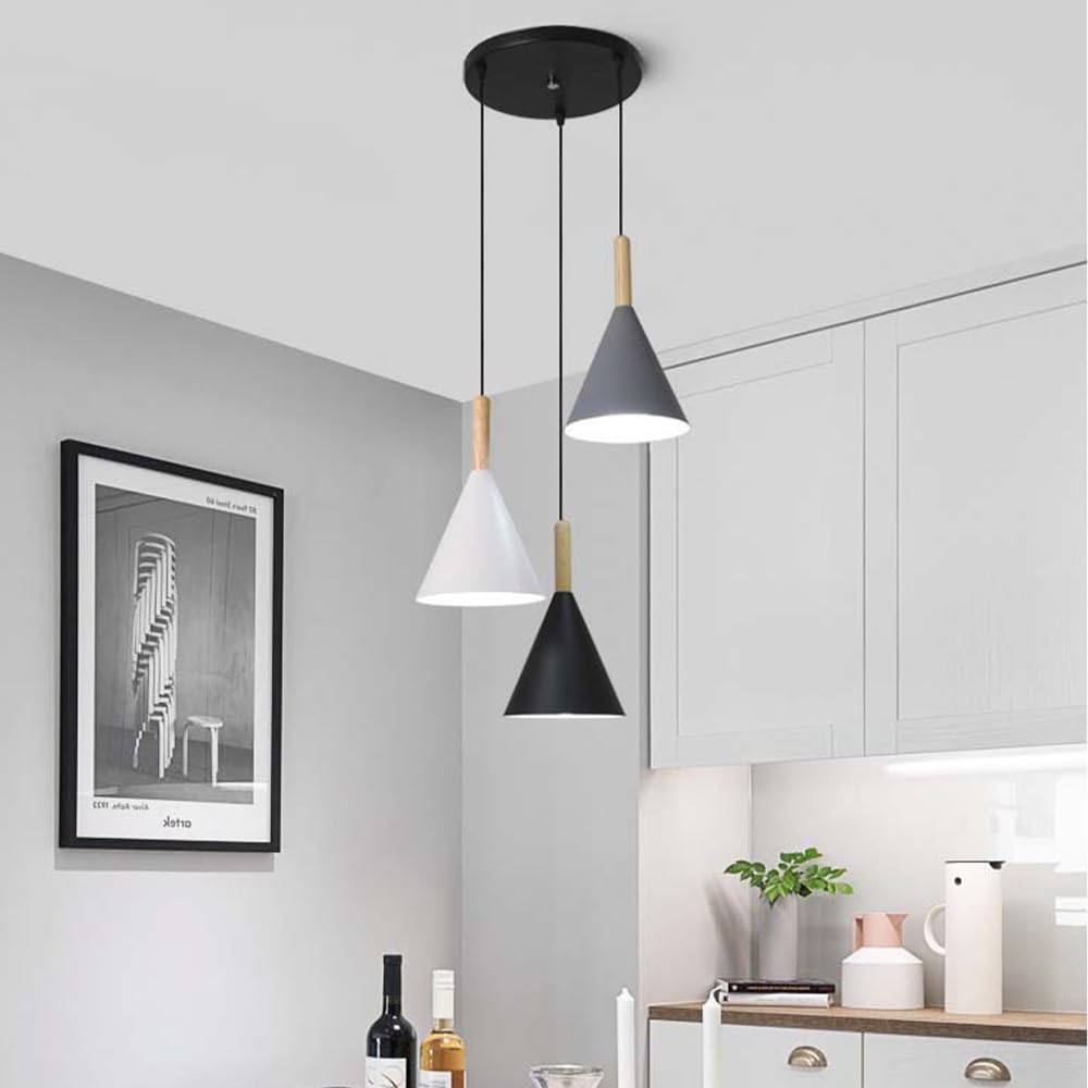 Lámpara Colgante de Comedor, Lámpara Colgante Nórdicaaron, Accesorios de Iluminación E27, Lámpara Colgante Cónica de Metal, Lámparas Colgantes Decorativas para Isla de Cocina, Luces Colgante