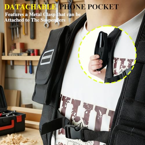 Image of MELOTOUGH Magnetic Tool Belt Suspenders with Magnetic WristBand for Work Belt Padded Suspenders Constrcution