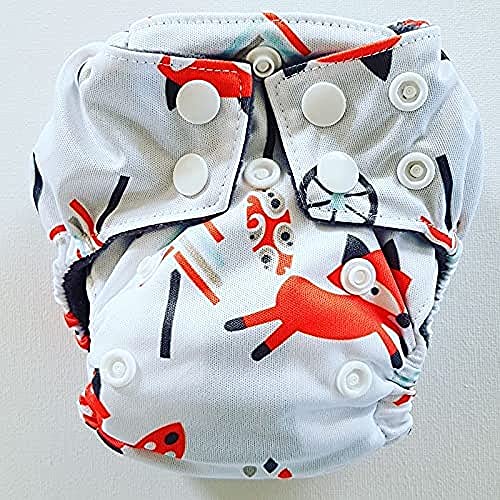 Wasbareluiers.eu Aio - Pañal Lavable para Recién Nacido, Zorro Blanco, Tamaño pequeño
