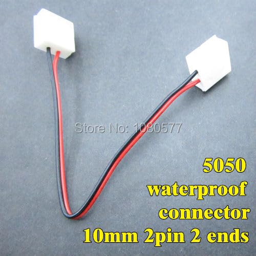 Wiring Connecting Terminals - 50pcs/lot 5050 led Strip 10mm 2pin Waterproof Connector 2 Ends Connector for 5050 5630 5730 Single Color led Strip