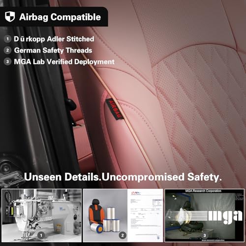 Image of EKR Rav4 Seat Covers Custom Fit for Toyota Rav4 (Hybrid) SE /XSE 2026, Car Seat Cover Full Set for SUV,Factory-Style Upgrade, Easy-Wipe Protection,Faux Leather(Pink)