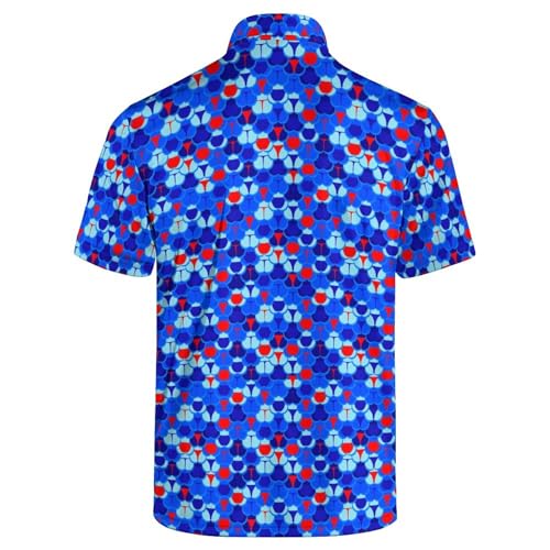 Image of Men's Funny Golf Shirts Hawaiian Polo Shirts 80S Flashes Polo Shirts Funny Hawaiian Beach Summer Golf Polo Shirts