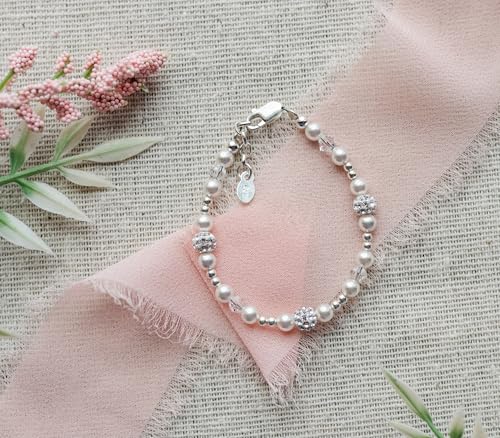 Cherished Moments Sterling Silver Bracelet for Babies, Toddlers and Little Girls with High-End Simulated Pearl, Crystal and Sparkling Stardust Beads3