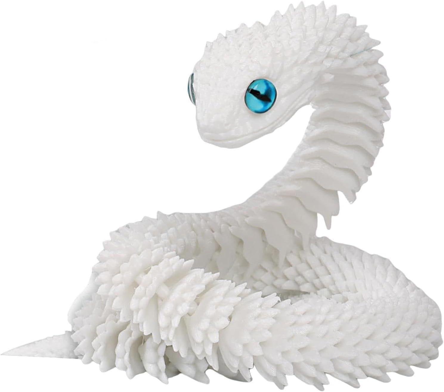 3D Printed Animals, Articular Mobility 3D Printed Snake, 11.81Inches 3d Printed Toys, Collectable 3D Printed Animals for Home and Office Decoration(White)