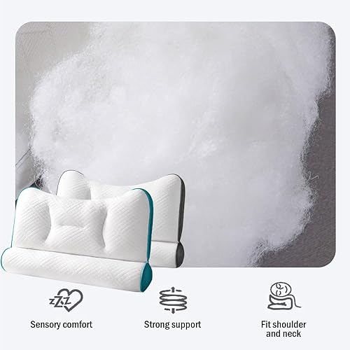 Miniatura 7 de AIIONP Almohada ergonómica ultra cómoda para el cuello, almohada de cama para dormir, almohada cervical ergonómica para aliviar el dolor (azul)