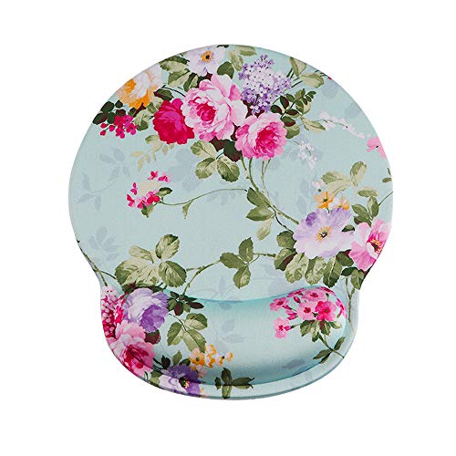 マウスパッドリストレスト一体型 美しい花柄 マウスマット手首クッション 手腕サポート 腕置き ゲル充填 低反発 人間工学 ハンドレスト 快適 ノートパソコンPC用 人気 かわいい おしゃれ 女性向け