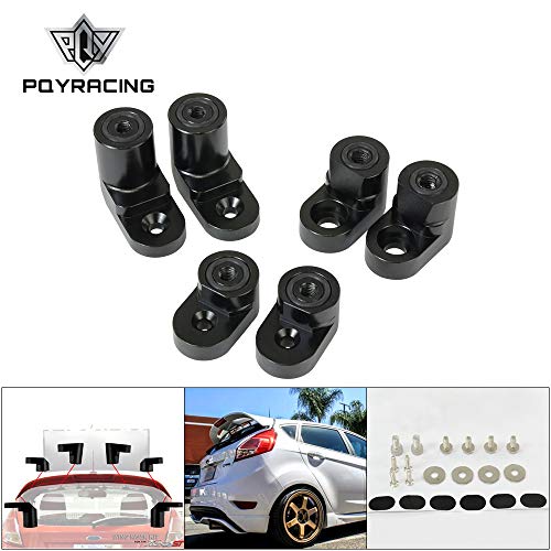 Pqy Rear Wing Spoiler Riser Extender Kit Bolt-On Type Compatible With 14-On Ford Fiesta St Black #TOP3