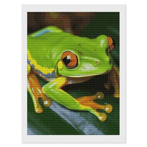 Peinture diamant grenouille verte pour décoration murale salon