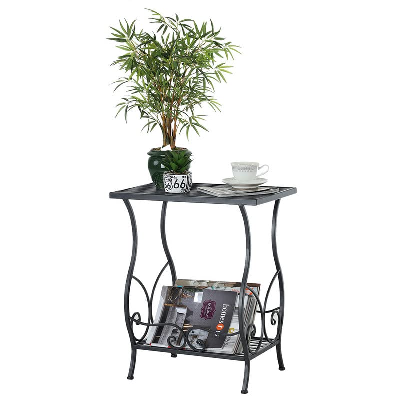 Homes r us Louise Metal Outdoor Magazine Rack, Silver/Grey