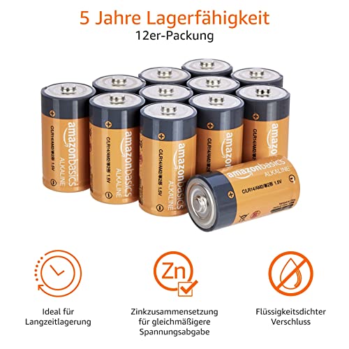 Amazon Basics Everyday C-Alkalibatterien, 1,5 V, 12 Stück (Aussehen kann variieren) – Bild 4