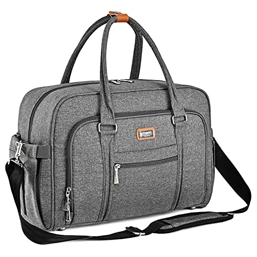 WELAVILA Bolsa de Pañalera, bolso para pañales unisex con almohadilla para cambiar y bolsillos aislados para Mamá y Papá, bolsa de viaje convertible (Gris oscuro)
