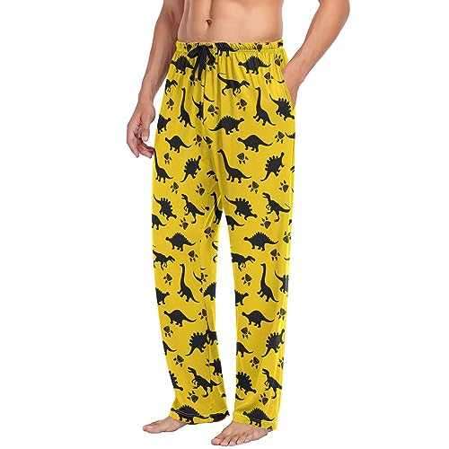 Pantalon pyjama homme dinosaure jaune décontracté séparé nuit