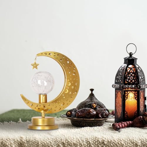 DECORKEY Moon Lamp,Moroccan Decorations Indoor and Outdoor,Moon Star Lamp with LED Bulb&Timer Table Decor for Ramadan,Eid Home Decor,Gifts - Image 5
