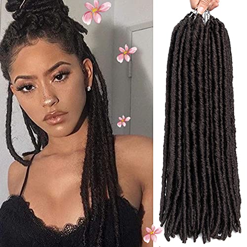 SOKU Faux Locs Crochet Hair Straight 6 Packs Dark Brown Soft Dreadlocks Crochet Braids for Braiding Hair Extensions Synthetic (26 inch, 4)