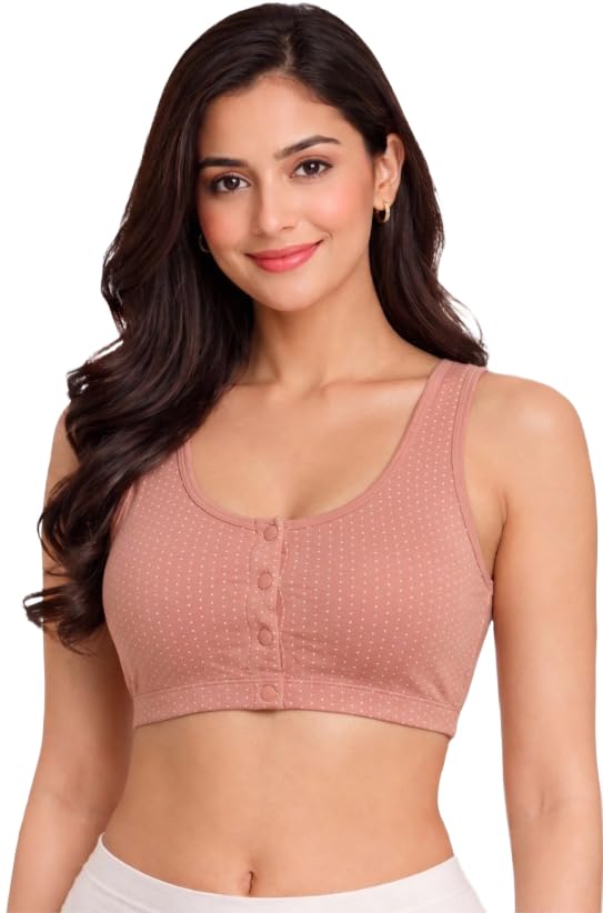 Women Maternity & Nursing Lightly Padded Feeding Bra | Wirefree Full Coverage Cotton Blend Breastfeeding Bra | Front Open Nursing Bra for Pregnancy & Postpartum Innerwear-image-36