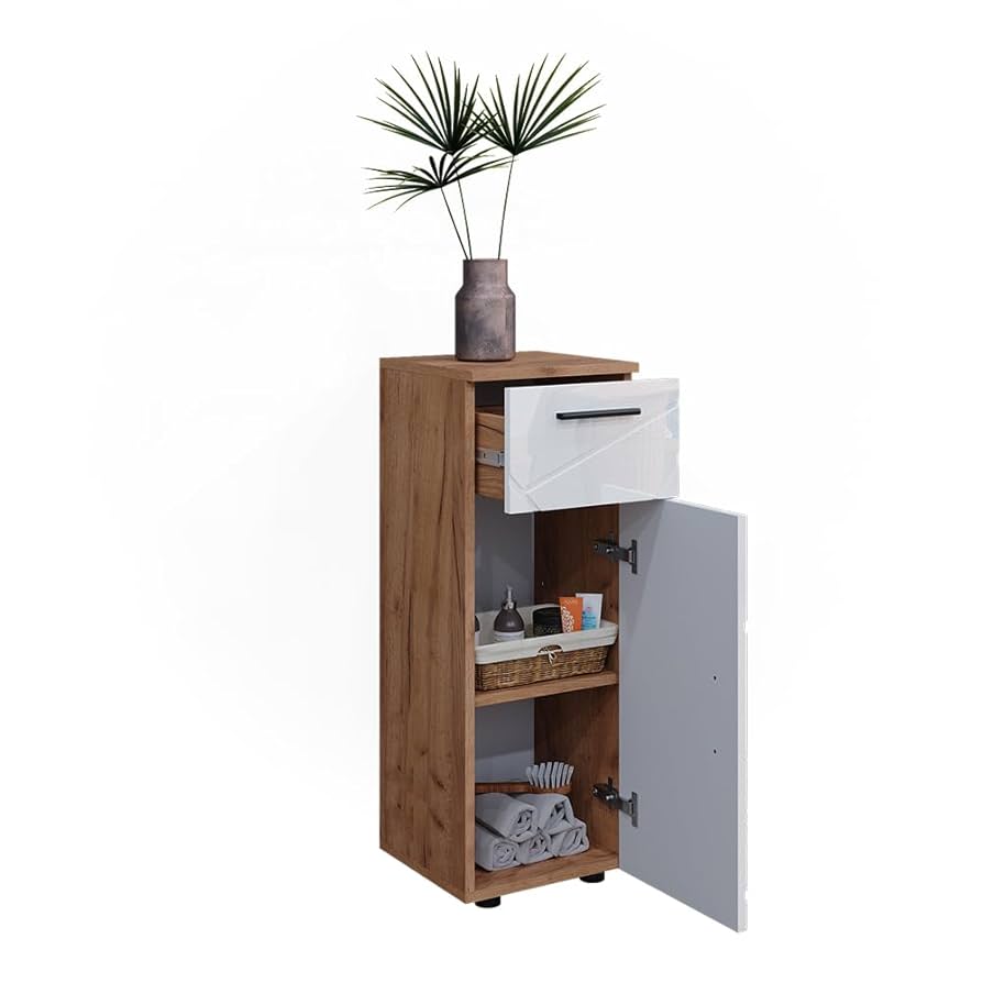 Vicco Irma High Gloss White Bathroom Cabinet 30 X 192 Cm