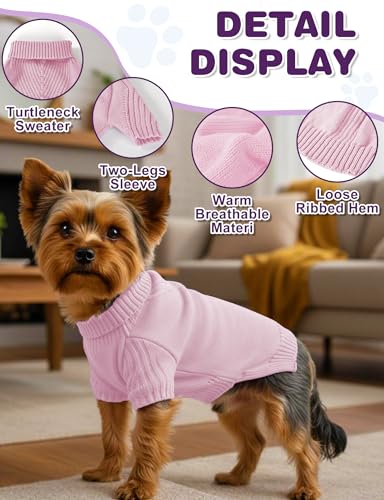 Image of Dog Sweaters for Small Medium Large Dog, Classic Turtleneck Pet Clothes Warm Thermal Doggy Winter Coat, Thick Double Knitting Collar Pullover Cold Weather Puppy Jacket for Indoor & Outdoor Wear