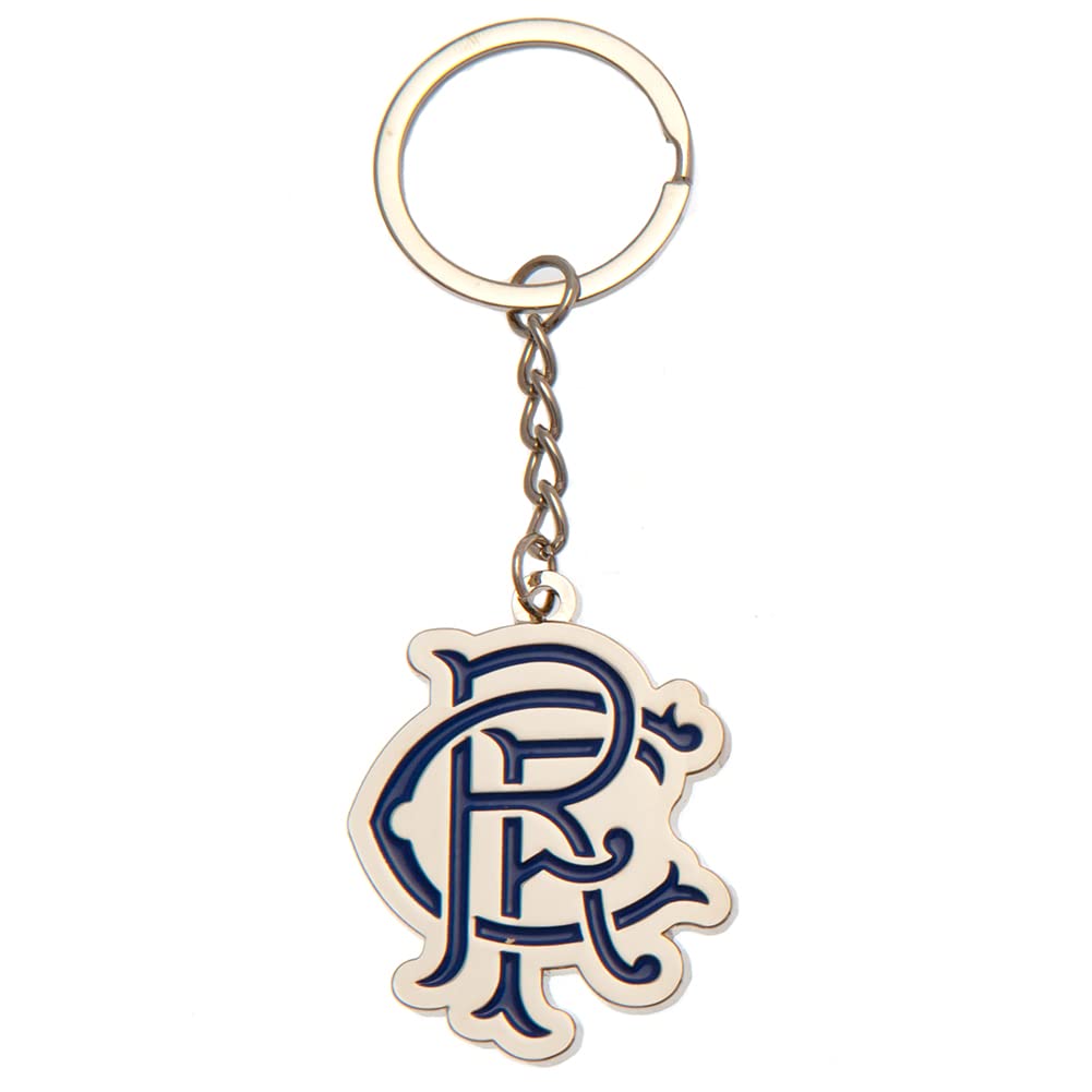 Rangers FC Scroll Crest Keyring (40mm x 35mm) (Blue/White)