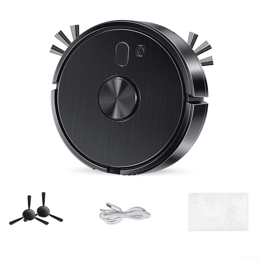 Aspirador de pó robô inteligente com carregamento automático e navegação inteligente, função de limpeza 3 em 1 para pisos duros e tapetes, material ABS, prevenção automática de obstáculos, branco e