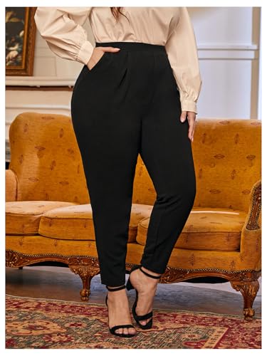 Milumia Women's Plus Size High Waisted Tapered Pants Work Long Pants with Pockets4