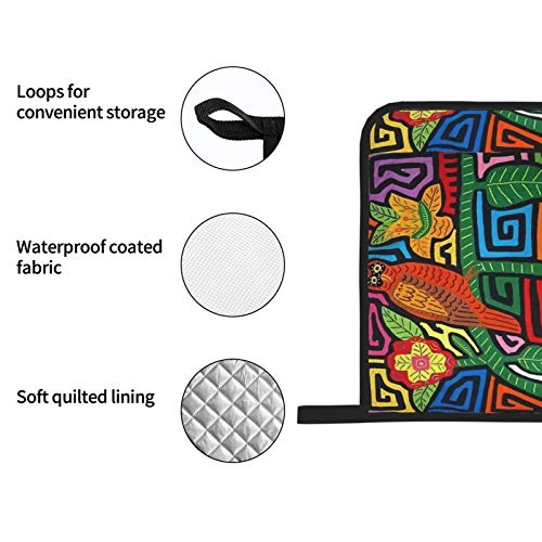 Mola De Panama Oven Mitts And Pot Holders Sets For Kitchen - Heat Resistant Bbq Oven Gloves - Polyester Printing Non-Slip Surface Set Of 4 #TOP5