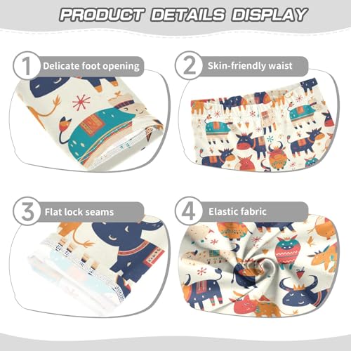 Cute Cow Pattern Hand Drawn Kids Baby Girls Athletic Leggings Soft Full Length Sweatpants Gym3