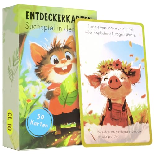 Aolso - Aolso Entdeckerkarten für Kinder, 50 Stück, Deutsch, Outdoor Schatzsuche und Natur entdecken, Spannendes Suchspiel, Lernspiel & Geschenk für Mädchen und Jungen - -15%