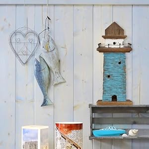 Wooden Lighthouse Beach Themed Decor for Home, 15.15"" H Decorative Coastal Lighthouse Statue Rustic Ocean Sea Light House Figurine Tabletop Centerpiece Nautical Themed Bathroom Decor, Blue Wooden Lighthouse Beach Themed Decor for Home 1515 H Decorative Coastal Lighthouse Statue Rustic Ocean Sea Light House Figurine Tabletop Centerpiece Nautical Themed Bathroom Decor Blue