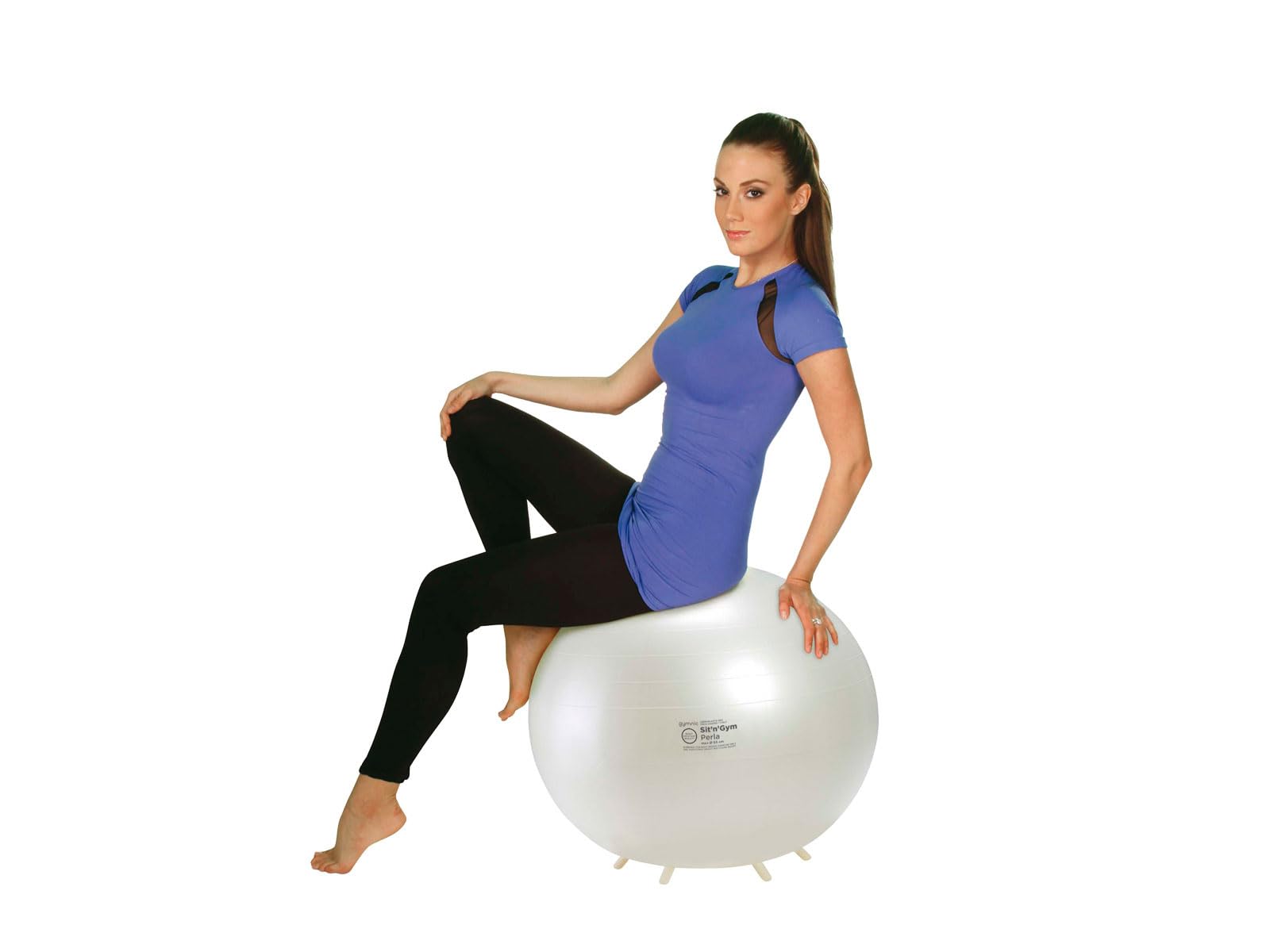 GYMNIC Sit'n'Gym Perla Ballon d'assise Gonflable Ø 55 cm avec Pieds antidérapants, Couleur Blanc Perle, siège Ergonomique Anti-éclatement