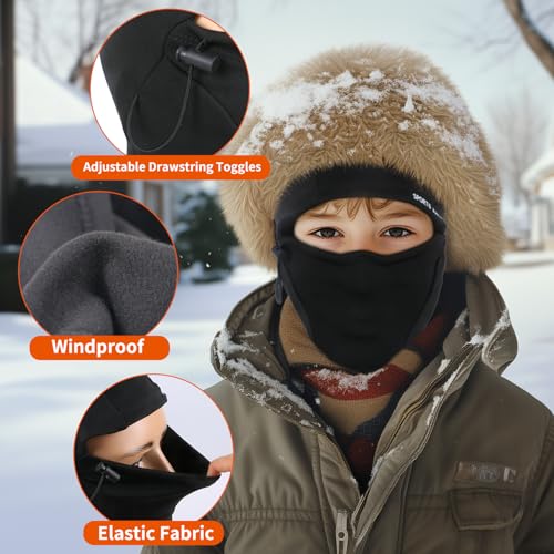 Labeol 2 Pack Kids Balaclava Ski Mask, Winter Face Mask for Boys Girls, Windproof Face Cover with Adjustable Drawstring3