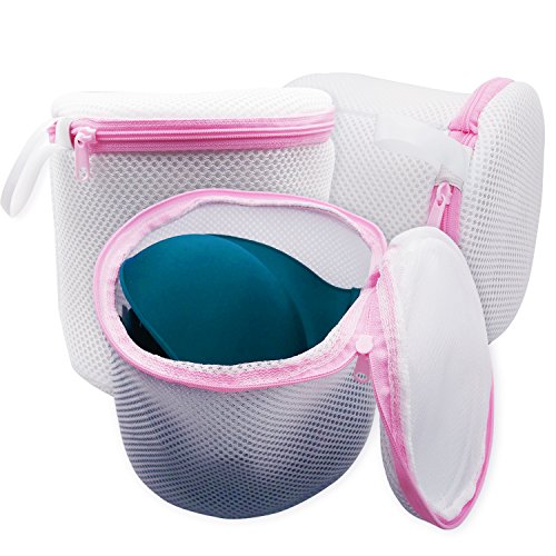 hwojjha 3Pack Bra Wash Bags Durable Mesh Bag Reusable for lingerie,Yoga Bra,Hosiery,Stocking (3,white)