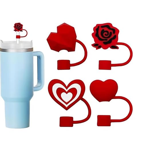 Rad Diamond Heart shape Straw Cover for Stanley Cup, 10mm Silicone Straw Covers Cap for Stanley Cup Accessories, Cute Straw Topper Tumblers, Cap Stopper for Reusable Straws Tip Lids(DM536)