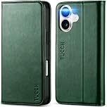 TUCCH Wallet Case for iPhone 16 (6.1") 2024 5G, PU Leather Foldable Case with[RFID Blocking][Shockproof TPU][Viewing Stand] Card Holders, Flip Folio Stand Cover Compatible with iPhone 16, Dark Green