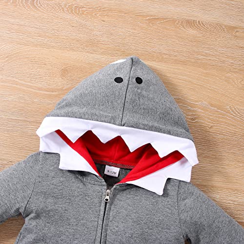 Lyqtloml Newborn Baby Boys Girls Cartoon Shark Dinosaur Long Sleeve Hoodie Romper Onesies Jumpsuit Outfits Clothes #TOP3