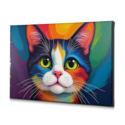 Décoration murale pour salle de bain chat : peinture chrétienne de Pâques 40 x 60 cm