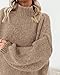 BTFBM Women's Long Pullover Sweaters 2025 Fall Winter Mock Neck Long Sleeve Thick Oversized Casual Knitted Jumper Tops(Khaki, Medium)