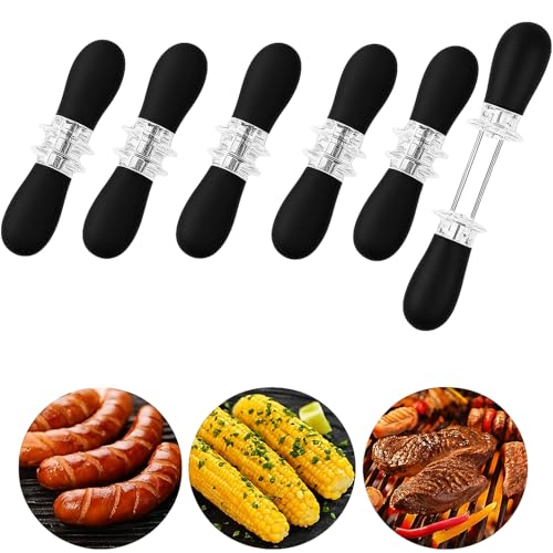 12 Stück Edelstahl Maiskolbenhalter mit Silikongriff, Rostfreie Grillspieße für BBQ, Picknick und Gartenparty, Küchenzubehör für Mais