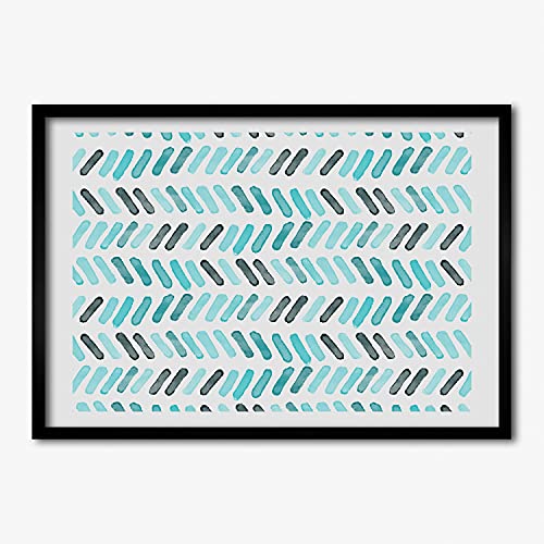 Cadre de tableau 70x50 cm bois Tulup affiche photo peinture moderne motif géométrique bleu