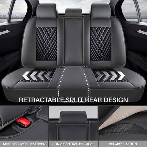 Image of Car Seat Cover Fit 98% of MINI 2000-2025,Premium Nappa Leather Breathable Waterproof Sports Seat Cover,Easy to Install Automotive Seat Covers Full Set(Gray & Black)
