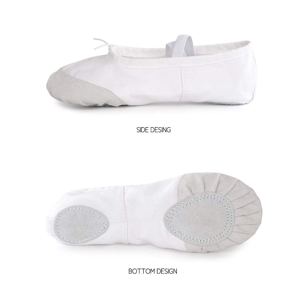 Soudittur Zapatillas de Ballet Suela Partida de Cuero Calzado de Danza para Niña y Mujer Adultos Tallas 21-44
