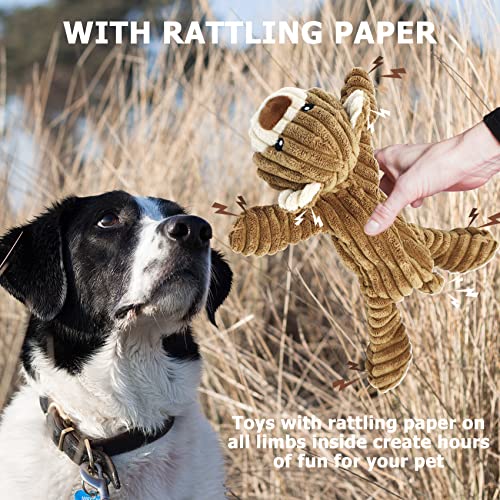 Hundespielzeug Welpenspielzeug, Tauziehen Plüsch quietschendes mit Crinkle-Papier und Hundeseil, Robust Hundekauspielzeug für Welpen, kleine, mittlere, große Hunde (Bär)