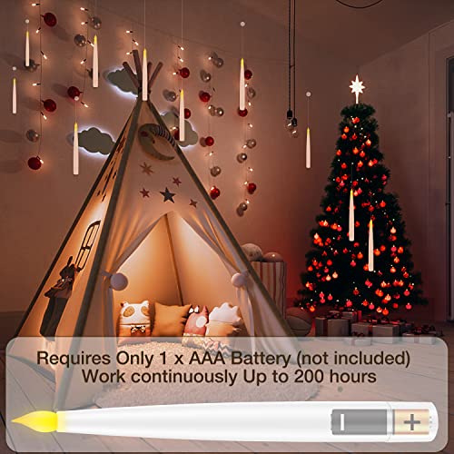 Flameless Candles With Wand Remote, 6.6" Flickering Floating Candles Electric Led Candles Battery Operated Taper Candles Hanging Window Candles For Home Christmas Wedding Party Home Decor (18 Pack) #TOP5