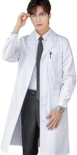 白衣 男性用 メンズドクターコート シングル型診察衣 長袖 実験衣 医師用 薬剤師 実習衣 研修医 ドクター 理科の先生の白衣 軽量 通気性 快適性