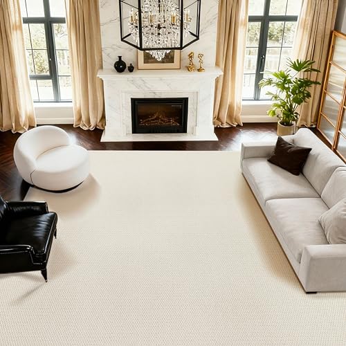 ANSSO Wool Rugs 8x10 for Living Room,80% Merino Wool and 20% Cotton Soft Tufted Area...