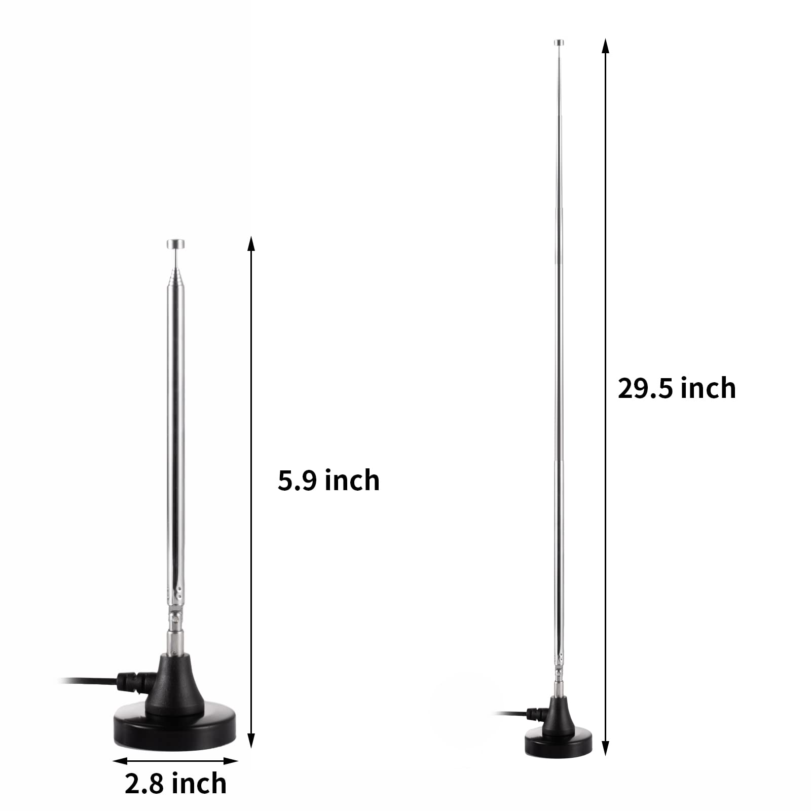 Antena telescópica de radio FM con base magnética fuerte amplificada para Yamaha Pioneer Onkyo, etc. Sistema de música Bose Wave Radio FM Bluetooth Receptor estéreo para el hogar AV, audio
