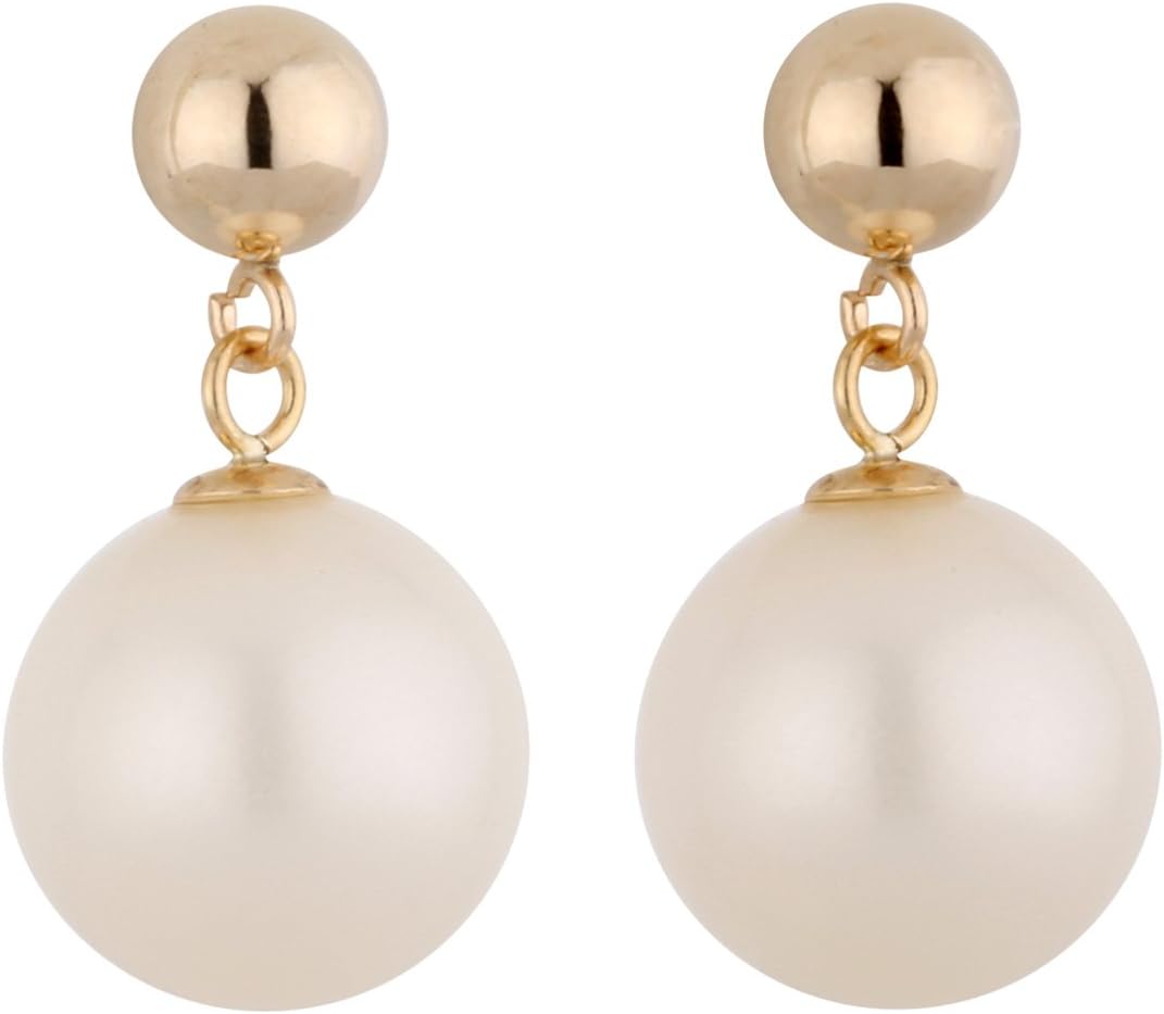 14k Yellow Gold 5mm Ball Stud Earring with Round Freshwater Cultured Pearl