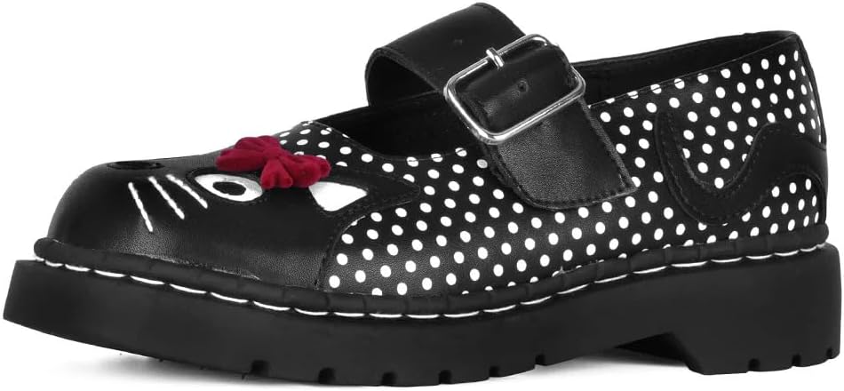 T.U.K. Kitty Cat Mary Jane Shoes for Women, Round Toe Ankle Strap Oxford Shoes