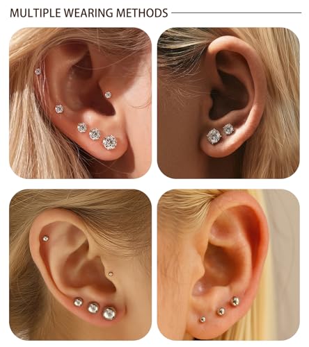 10 Pairs Hypoallergenic Stud Earrings for Women, Surgical Stainless Steel Earrings Sets for Multiple Piercing, Silver Cartilage Hypoallergenic Earrings for Women Jewelry4