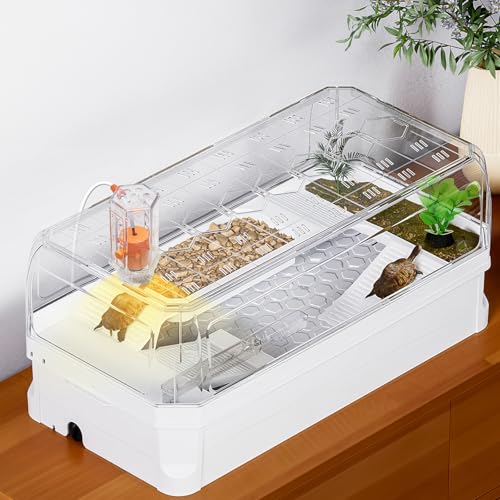 Clioran Turtle Tank Kit with Lid,Aquatic Tortoise Habitat Cage Starter Aquarium with Multi-Function...