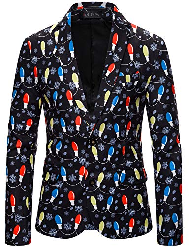 ief.G.S Christmas Suits Gifts for Men in Different Prints Novelty Clothes Costumes Xmas Suits Blazers